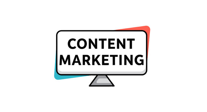 Content marketing text on computer monitor screen icon