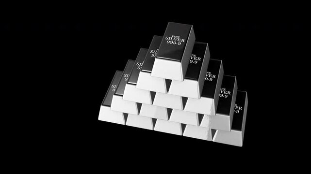 3D Silver bar Pyramid Seamless Animation | Alpha channel