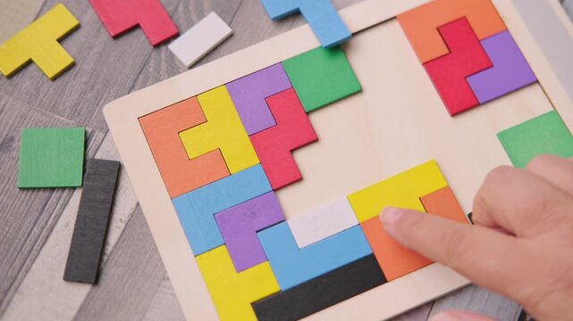 colorful wooden geometric shapes intellectual puzzle, therapy cognitive training, dementia aid, brain health, puzzle pieces, occupational therapy, logical thinking, mental exercise, elderly activity