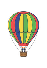 Fototapeta premium Colorful Hot Air Balloon Illustration with Passengers.