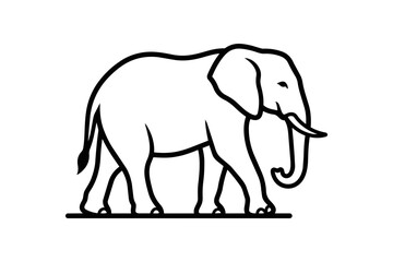 Fototapeta premium Stylized Line Art of an African Elephant Walking.