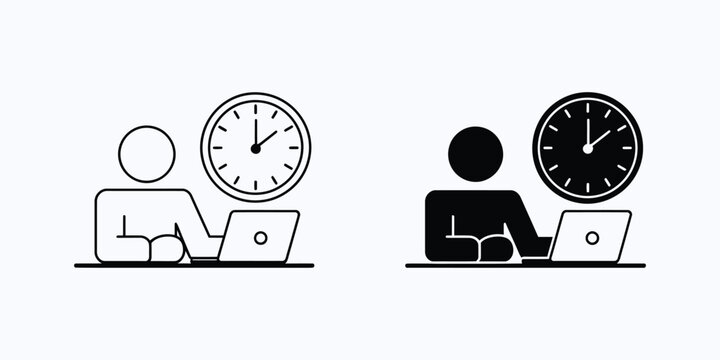 Office hours icon vector symbol set for web design representing business time schedule and working hours information