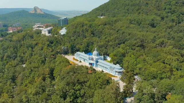 Zheleznovodsk, Russia. Pushkin gallery. Spa park. City Resort. Drone footage, Point of interest