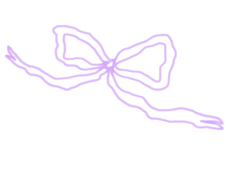 Lavendar ribbon bow handdrawn with watercolour