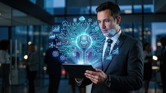 Innovative business strategies in technology corporate office digital transformation modern workspace professional perspective artificial intelligence growth insights