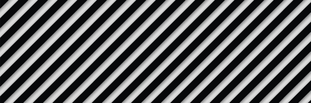 Repeated black diagonal lines on white background. Slanted parallel stripes pattern. Tilted striped print. Angled streaks wallpaper. Abstract minimalistic design. Vector graphic illustration.