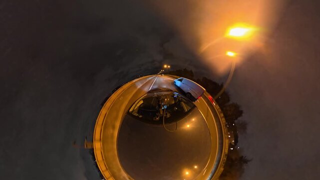 Night Drive on Highways. Car Mounted Camera Footage of Illuminated British Road Travel and Traffic During Night Drive on Motorways and Highways of England United Kingdom