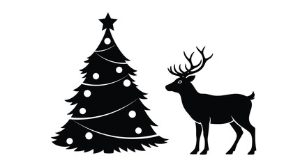 Christmas tree and reindeer silhouette high quality professional © bridal creation