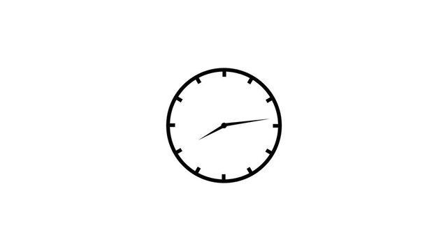 Timebase of spinning clock animation in 12 Hour. Seamless motion animated footage. White colored watch with hands move quickly. Time concept. Alpha channel ..