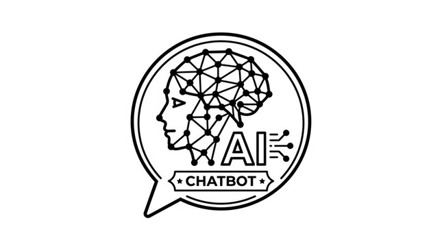 AI chatbot icon with brain and speech bubble