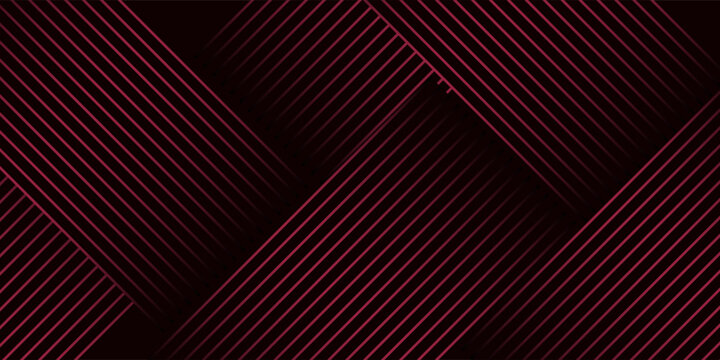Abstract minimalist lines background. Trendy vector design of dark black layout with red vertical stripes, futuristic tech texture, and modern banner.