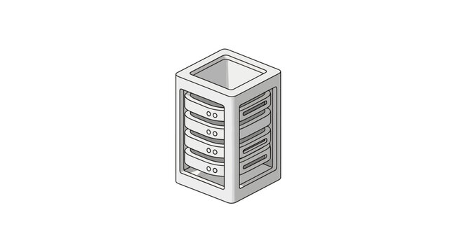 Minimalist isometric server rack for data storage