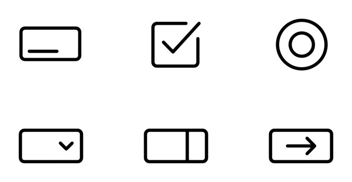 Minimalist Icon Set: Checkbox, Slider, Radio Button, Arrow, Input Field, and More for UI Design, Web Apps, and Digital Interfaces