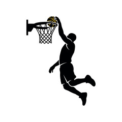 slam dunk silhouette, isolated basketball elements © DWGraphic