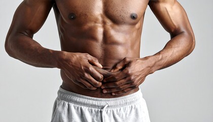 Obraz premium Fit man pinches belly.