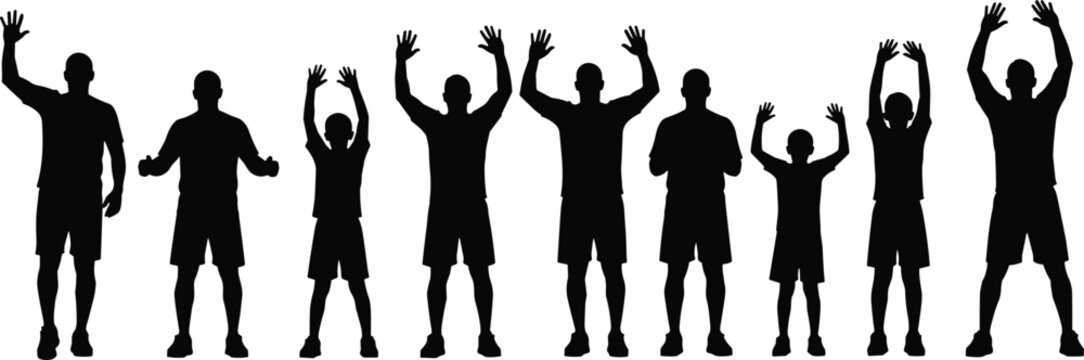 Human silhouette stances vector illustration, expressive posture icon design, diverse gesture symbol artwork, body language concept background set