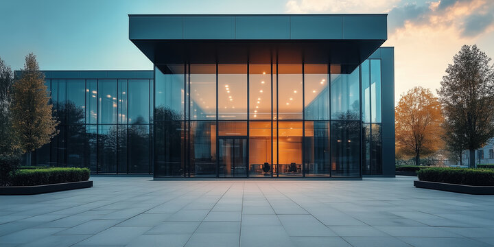 Modern Glass Office Building. Autumn Cityscape	