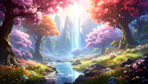 Fantasy Spring Landscape.