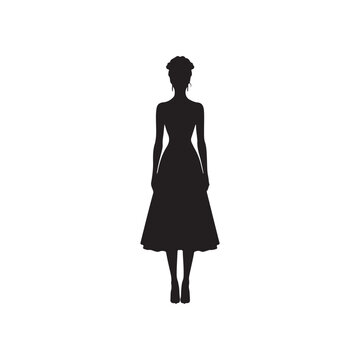 Princess dress black silhouette vector flat illustration design