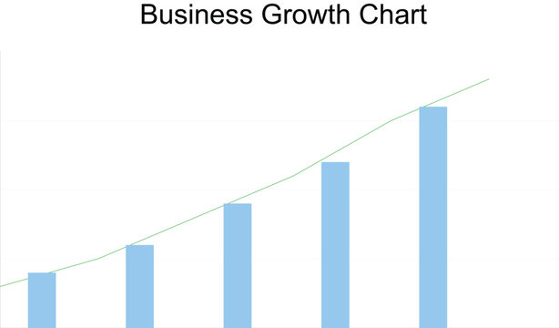 Business growth graph chart with upward arrow showing financial progress and profit increase in modern 3D illustration vector style