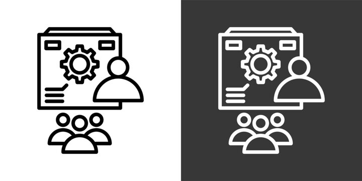 Employee Training Black And White Multiple Style Icon Set Collection Pack Vector Illustration 