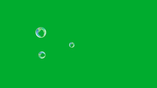 2d animation Water bubbles rising up in a clean transparent liquid stream overlay animation on green screen. Oxygen soap circles floating diagonally in sea ocean animation on green screen. Abstract