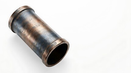 Fototapeta premium Industrial aged metal pipe section with patina isolated on white background
