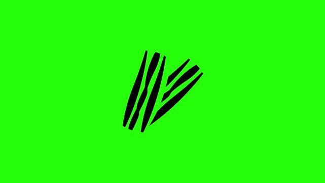 Premium 4K motion graphic of crispy bacon strips pork meat silhouette bouncing. Minimalist asset for breakfast cafe menu food cooking layout.