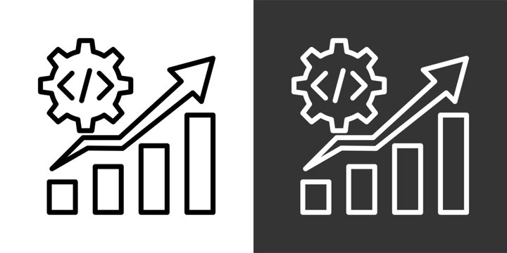 Incremental Development Black And White Multiple Style Icon Set Collection Pack Vector Illustration 