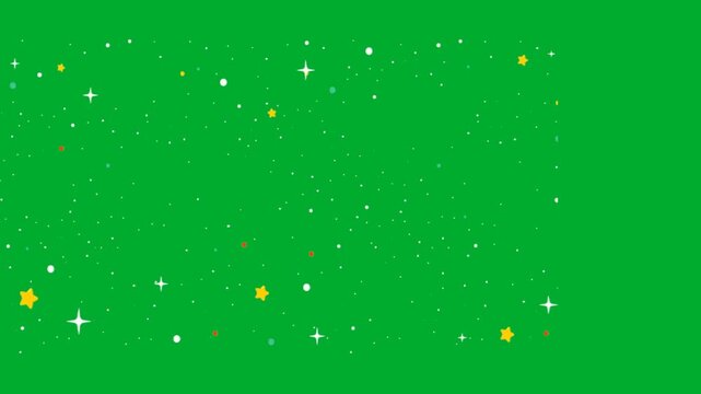 2d animated Starry sky overlay backdrop filled with thousands of tiny sparkling particles animation on green screen. Shiny abstract gold glowing light stars stream pattern wave layout layout vector
