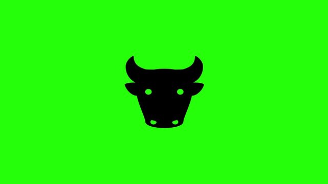 4K resolution video of a strong buffalo head silhouette representing ranch cattle livestock farming bouncing. Perfect popup icon for steakhouse organic butcher shop.