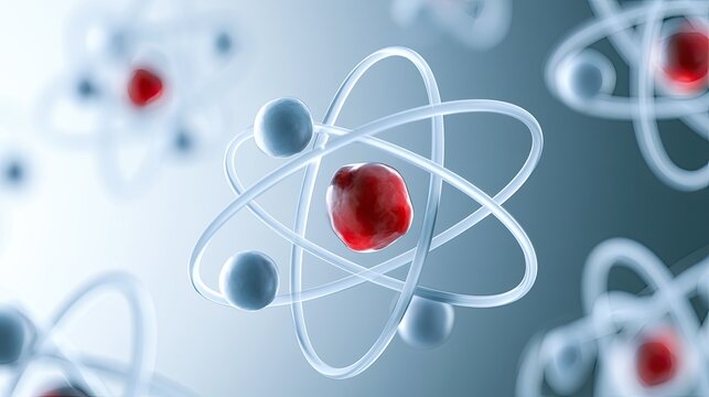 Abstract atomic structure with orbiting electrons around a nucleus