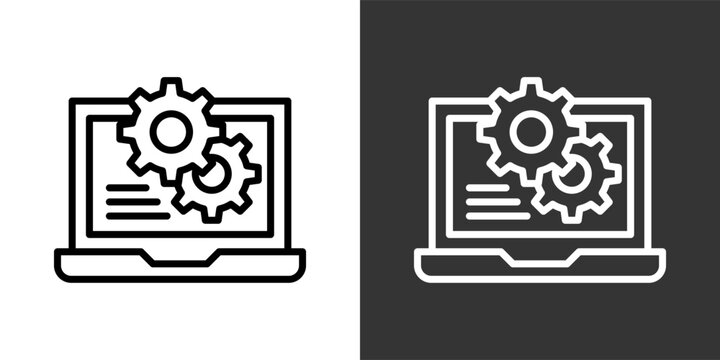 Develop Black And White Multiple Style Icon Set Collection Pack Vector Illustration 