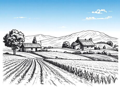 Farm Sketch Landscape.