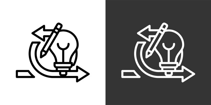Design Sprint Black And White Multiple Style Icon Set Collection Pack Vector Illustration 