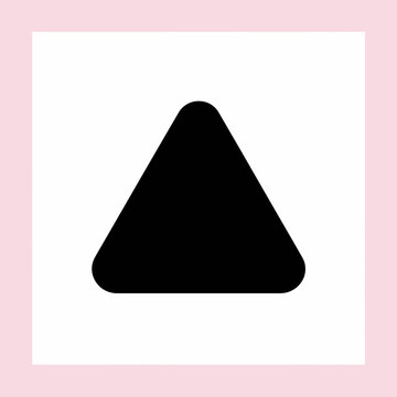 A simple black triangle shape centered on a white background