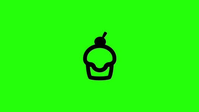 Premium 4K video showcasing a sweet baked cupcake muffin cream swirl topped with a cherry bouncing. Clean energetic popup animation perfect for bakery cafe website.