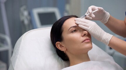Naklejka premium Medical Botox Treatment Procedure in Clinic with Healthcare Professional