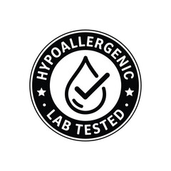 hypoallergenic lab tested badge black and white circle drop checkmark © MDMINTU
