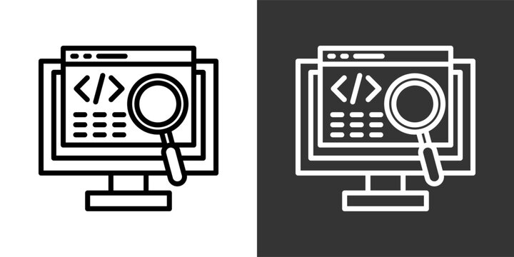 Code Review Black And White Multiple Style Icon Set Collection Pack Vector Illustration 