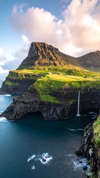 Faroe Island Waterfall.