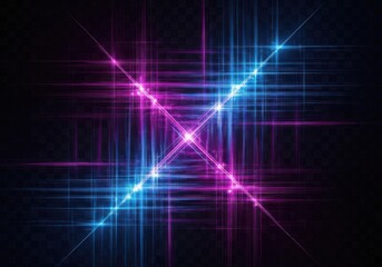 Fototapeta premium Abstract glowing light beams on dark background