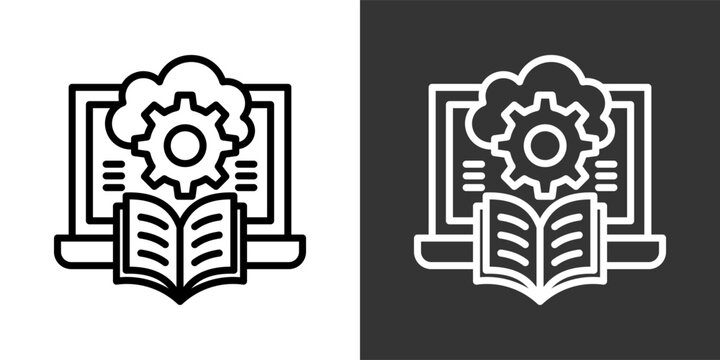 Machine Learning Black And White Multiple Style Icon Set Collection Pack Vector Illustration 