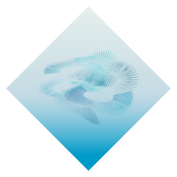 Blue diamond background with delicate spiral line art vector