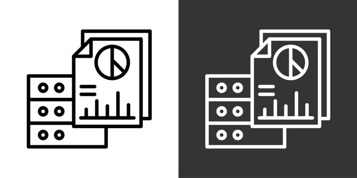 Reporting Server Black And White Multiple Style Icon Set Collection Pack Vector Illustration 