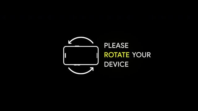 rotate device animation, mobile orientation prompt, screen rotation icon, smartphone instruction overlay