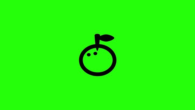 Clean 4K horizontal video showing a round orange citrus fruit with a single fresh leaf branch bouncing fluidly. High quality popup graphic for lemonade stand.