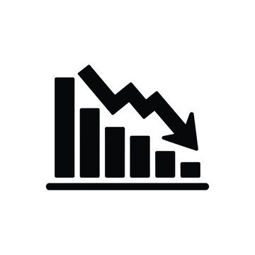 declining bar graph flat icon arrow downward