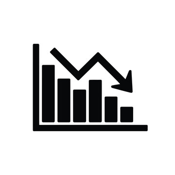declining bar graph flat icon arrow downward