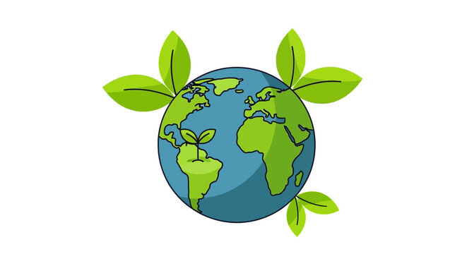 Sustainable green earth concept with growing leaves for environmental protection.